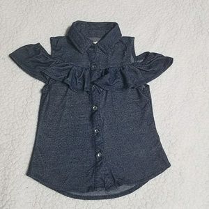 Denim cold shoulder top